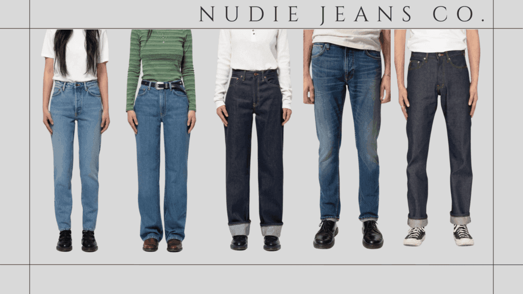 Five top jeans styles from Nudie Jeans' sustainable collection.