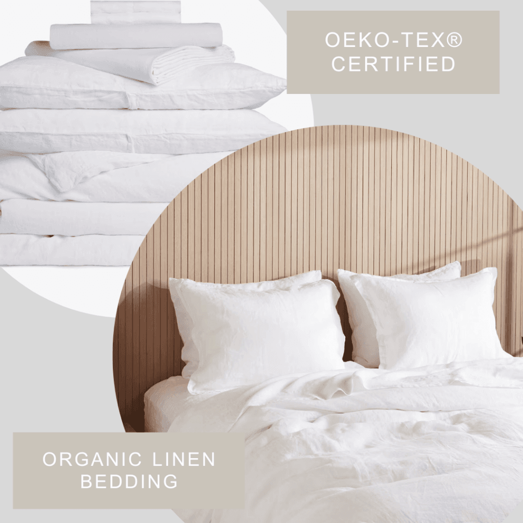 Parachute OEKO-TEX certified organic linen bedding, sustainable and eco-friendly choice for a healthier sleep environment.